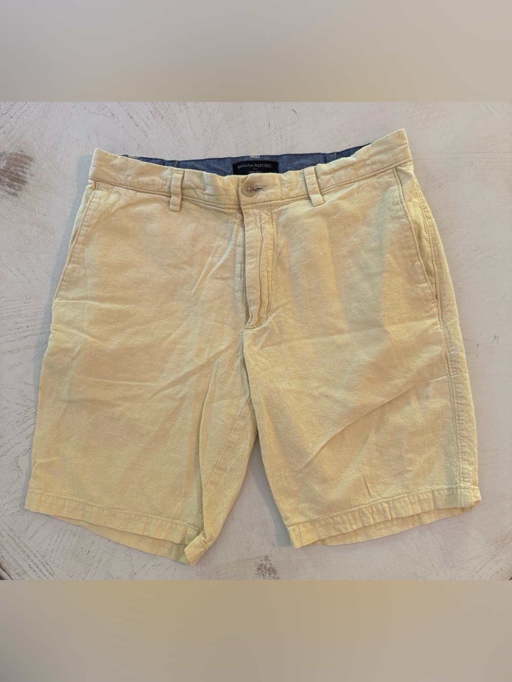 Banana Republic Factory Yellow Linen Cotton Aiden Chino Shorts Sz 32 Men’s 3/$40